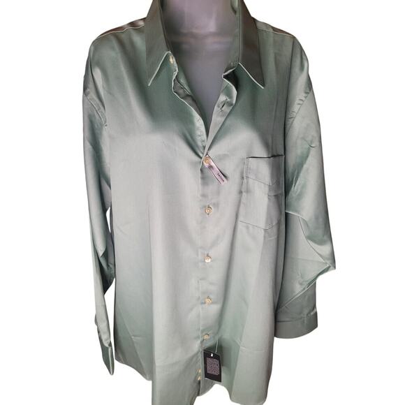 Geoffrey Beene Mens Shirt Long Sleeve Olive Green No Wrinkle NWT XL - Picture 1 of 5